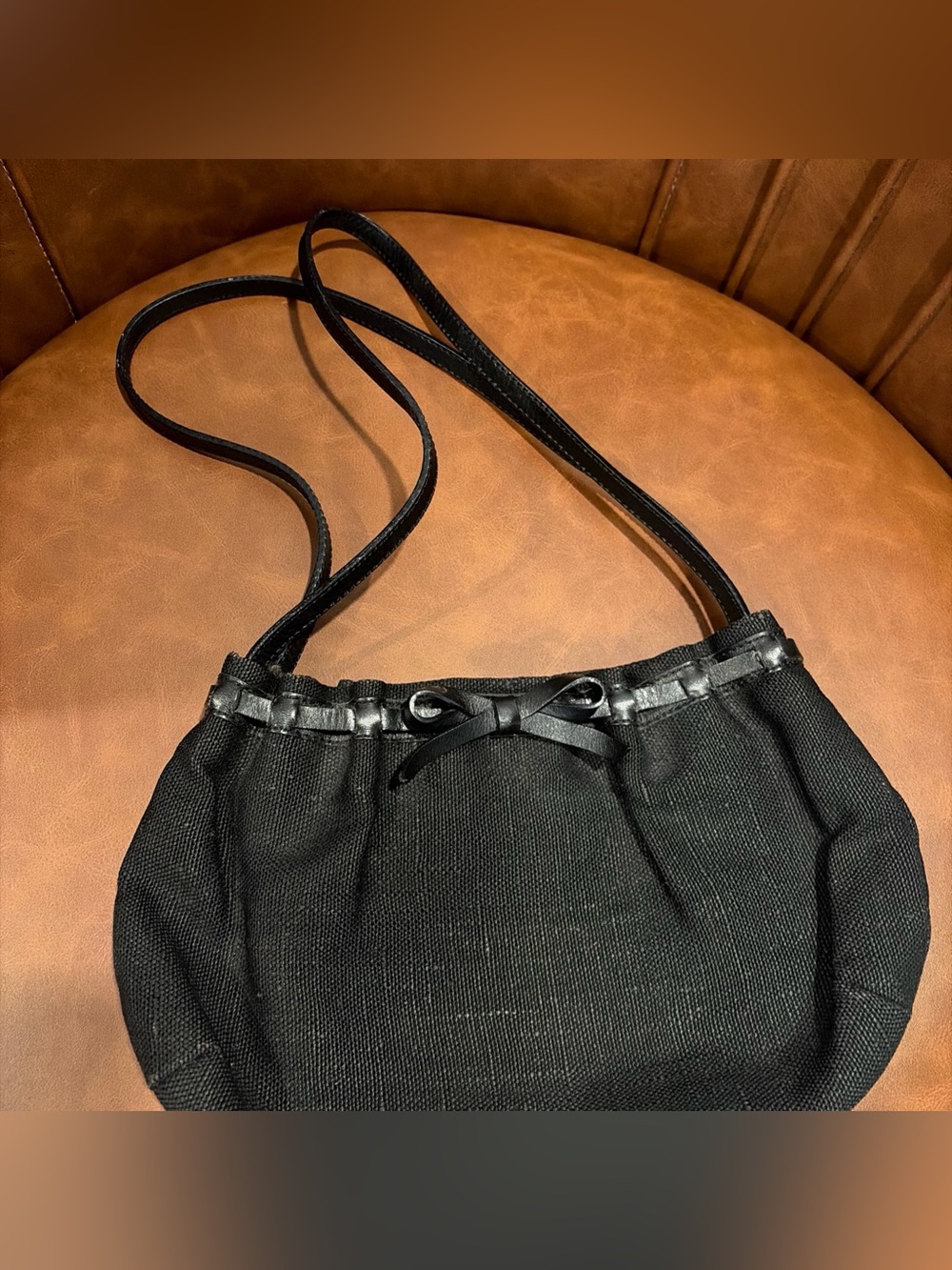Vintage LK Bennett London Black Shoulder Bag Bow Quiet Luxury Old Money Neutral